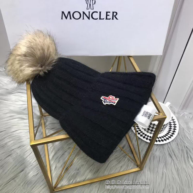 MONCIER蒙口 專櫃新品 原版高端狐狸毛球羊毛+兔絨 時尚百搭針織帽 LLWJ7894